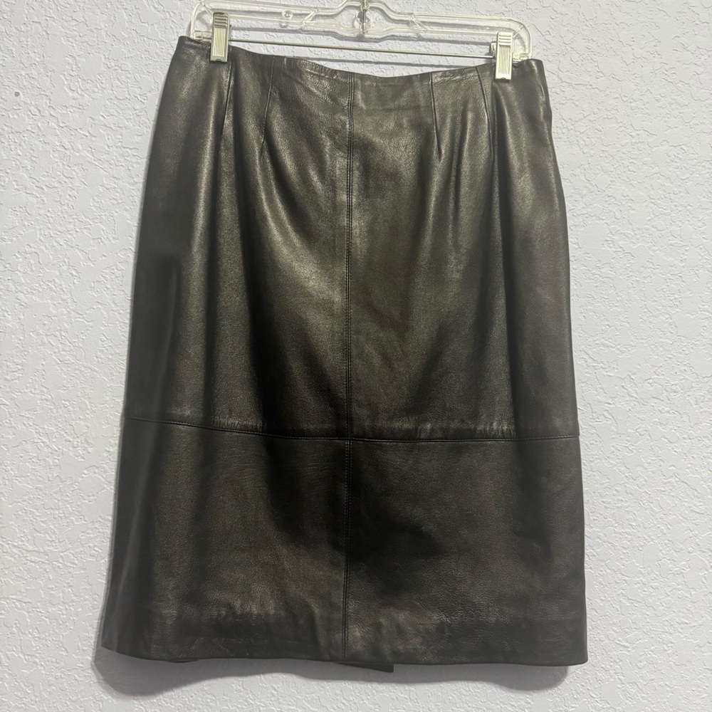 Doncaster Black 100% Leather Pencil Skirt Size 10